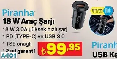 PİRANHA 18 W ARAÇ ŞARJI